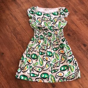 Joy Joy Dress Small Paisley Print White Green